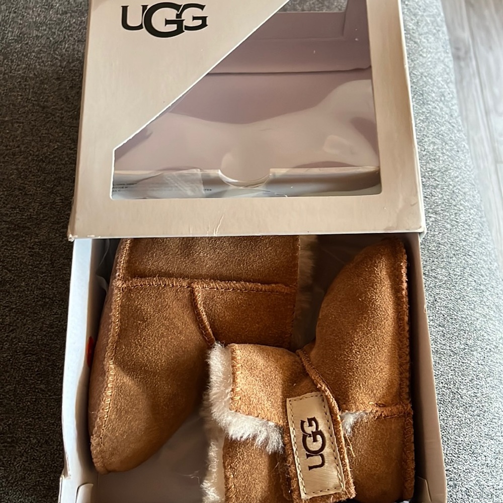 UGG Chestnut Baby Walker Boots with Shearling Trim